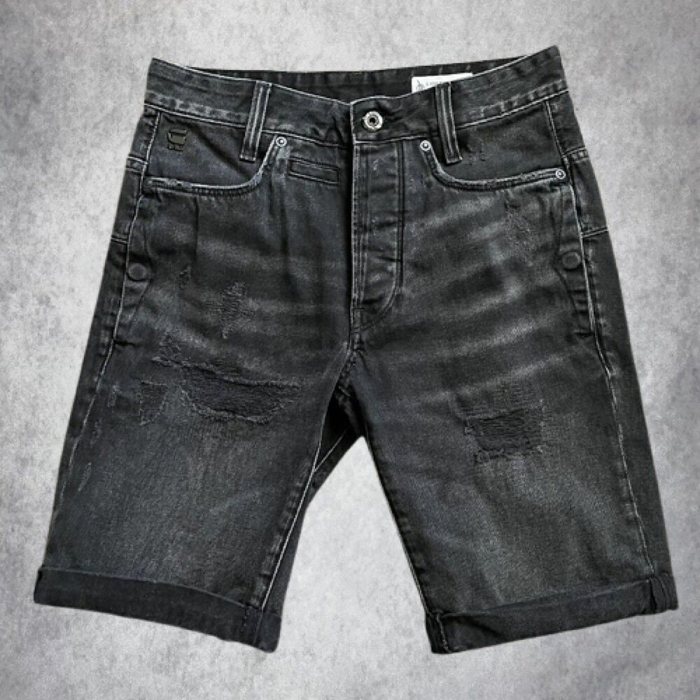 G Star Shorts Mens Size 28 Black Knee Length D-Staq 3D Denim Shorts